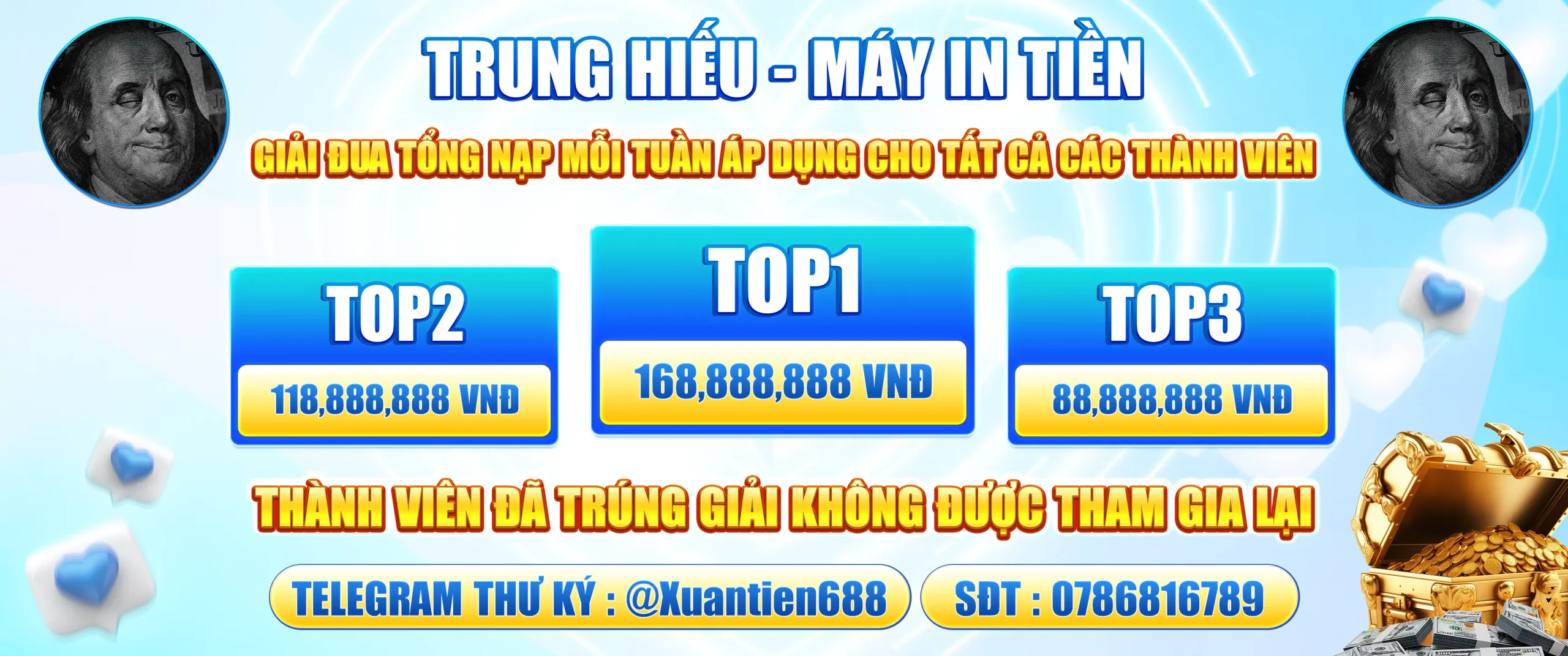 SỰ KIỆN ĐẠT TOP TỔNG CƯỢC MỖI TUẦN 							